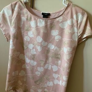 Ann Taylor Floral Printed Pink Top